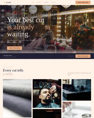 Luxe Minimal Men's Hair Salon Landing Page Template