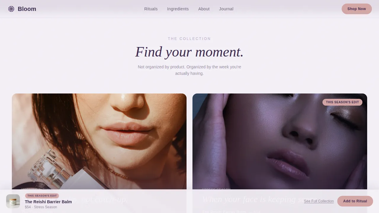 Adaptogenic Skincare Gallery Landing Page Template