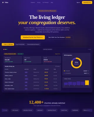 Alms — Smart Church Accounting Landing Page Template