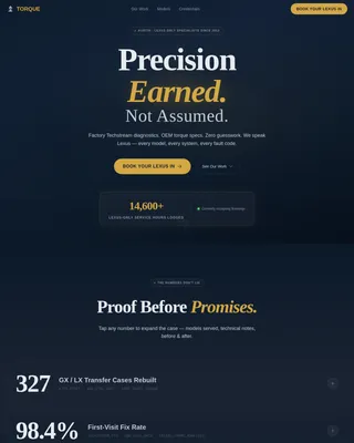 Precision — Specialist Lexus Mechanic Landing Page Template