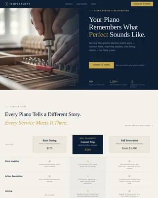 Concert Piano Technician Landing Page Template
