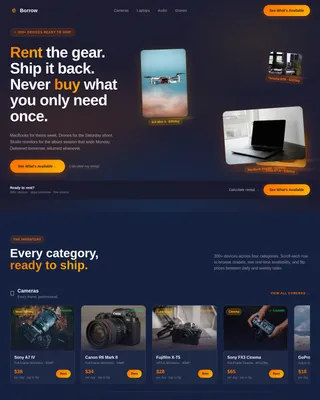 Borrow - Curated Device Rental Landing Page Template