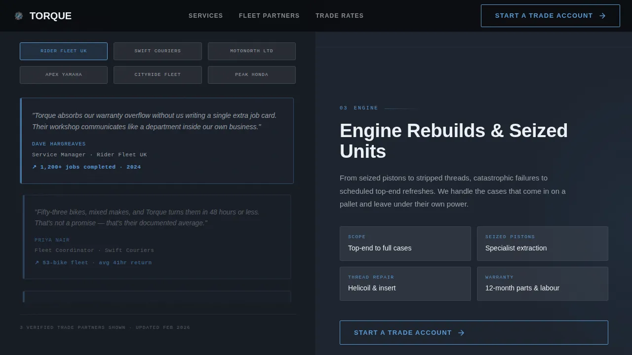 Accelerate — Premium Motorcycle Repair Landing Page Template