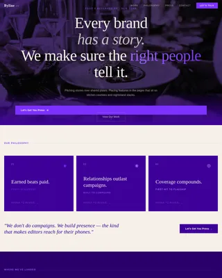 Byline - Manifesto-Driven Food PR Agency Landing Page Template