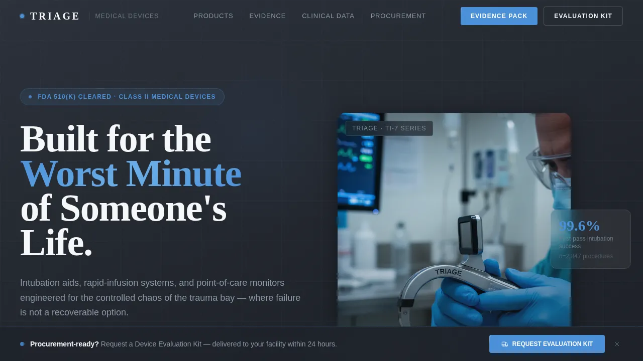 Emergency Medicine Website Template — Clinical Device Landing Page