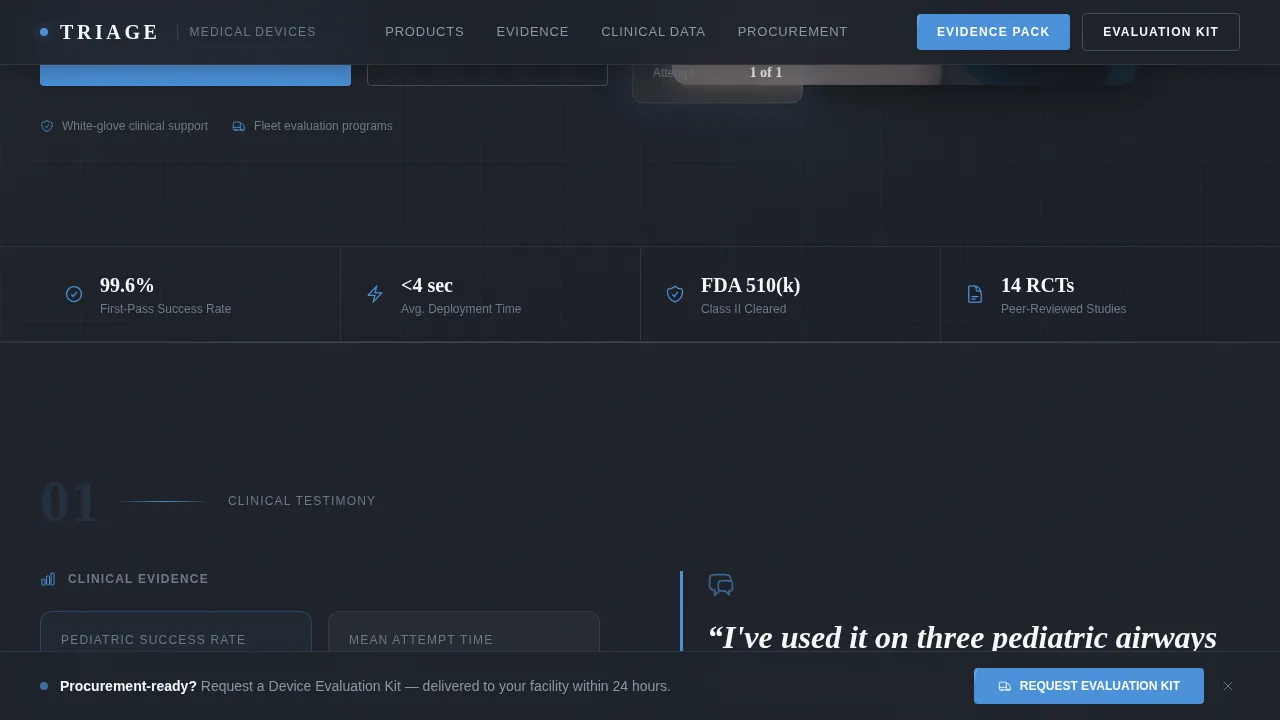 Emergency Medicine Website Template — Clinical Device Landing Page