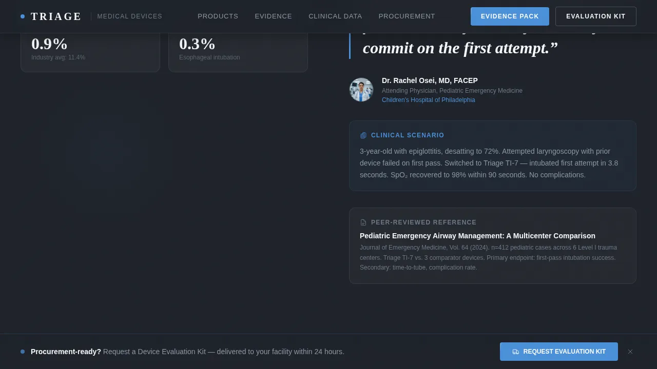 Emergency Medicine Website Template — Clinical Device Landing Page