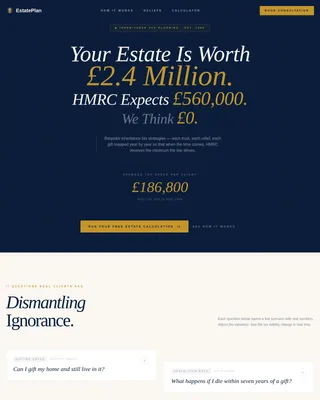 Estate — Advanced Tax Planning Dashboard Landing Page Template