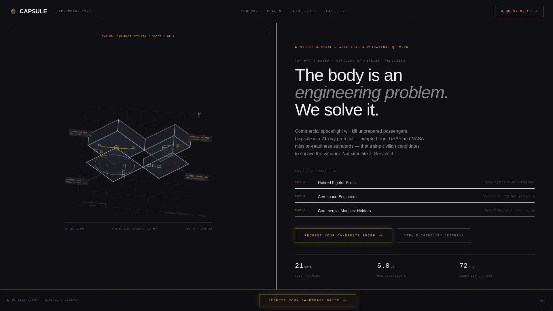 Capsule - Precision Astronauttraining Landing Page Template