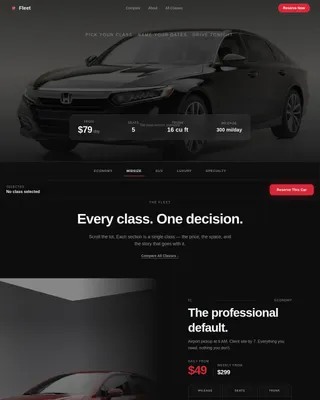 Fleet — Executive Car Rental Landing Page Template