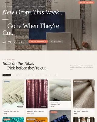 Bobbin — Premium Fabric Marketplace Landing Page Template