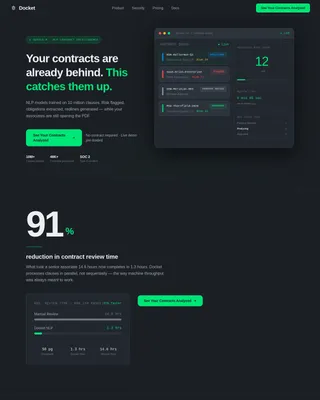 Docket - Legal Contract Intelligence Landing Page Template