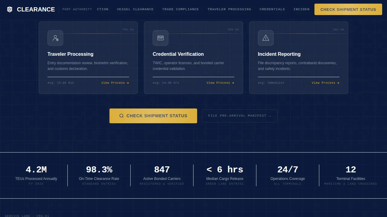 Access — Federal Port Authority Landing Page Template