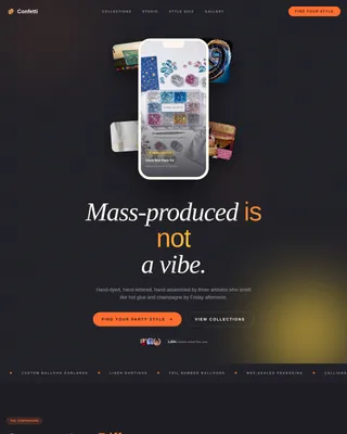 Confetti — Luxe Celebration Supplies Landing Page Template