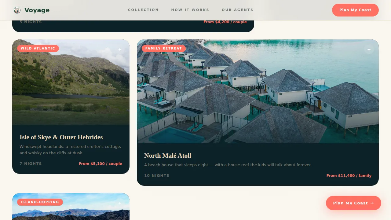 Bespoke Adventure Itinerary Landing Page Template