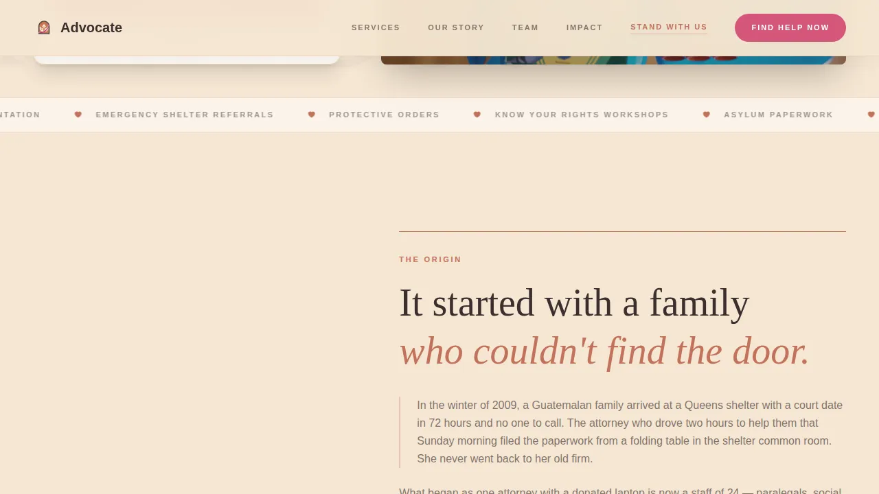 Advocate — Community Human Rights Landing Page Template