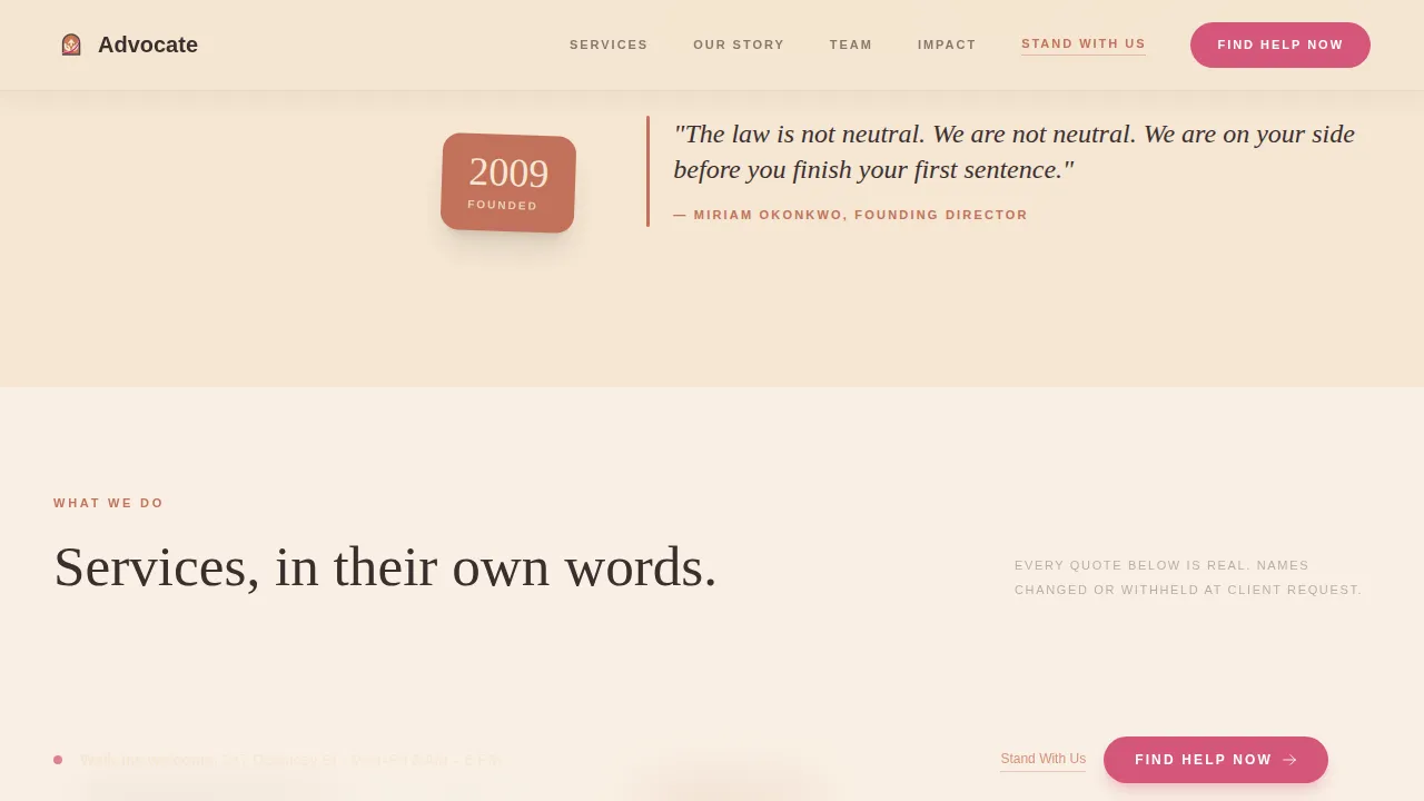 Advocate — Community Human Rights Landing Page Template