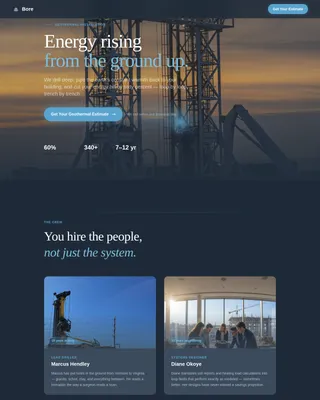 Bore — Geothermal Installer Landing Page Template