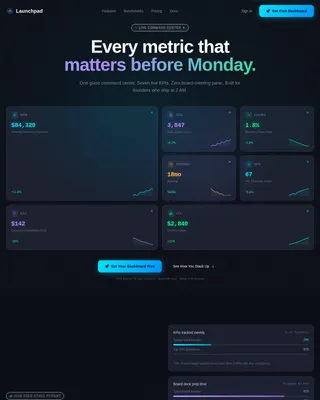 Ignition — Emerging Venture Metrics Landing Page Template