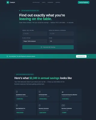 Catalyst - Smart HSA Tax Savings Calculator Landing Page Template