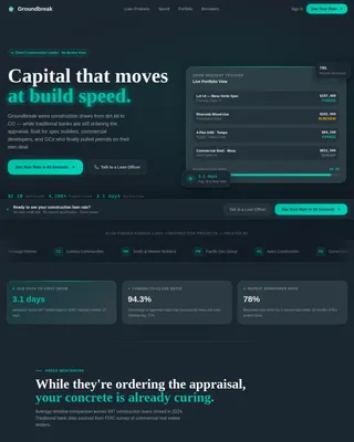 Groundbreak — Rapid Construction Lending Landing Page Template