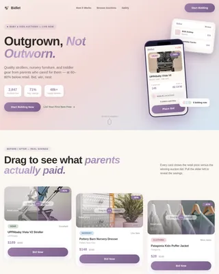 Bidlet - Trusted Baby Auction Landing Page Template
