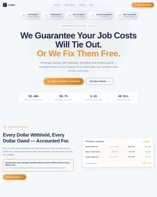 Ledger - Guaranteed Construction Accounting Landing Page Template