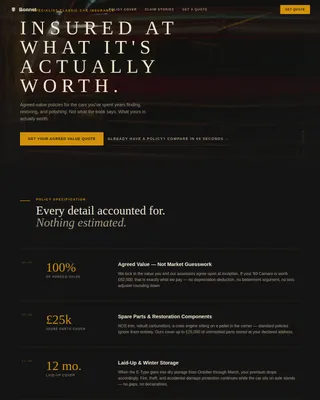 Prestige — Classic Car Insurance Landing Page Template