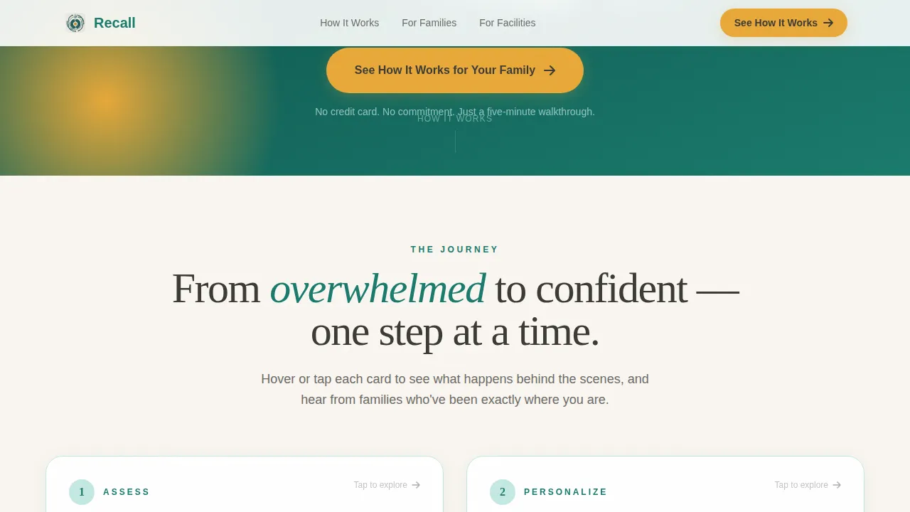 Recall — Elite Memory Care Landing Page Template