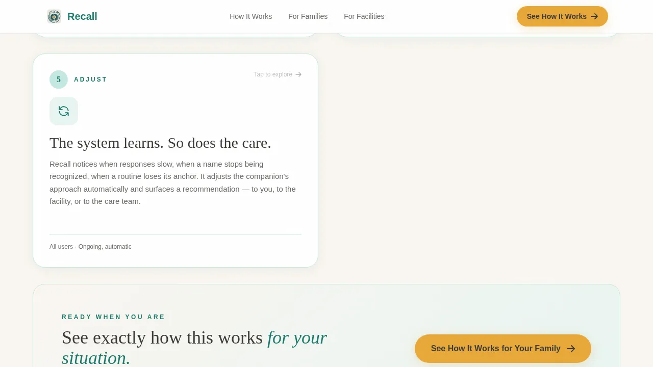 Recall — Elite Memory Care Landing Page Template