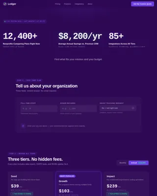 Ledger — Impactful Nonprofit Pricing Landing Page Template