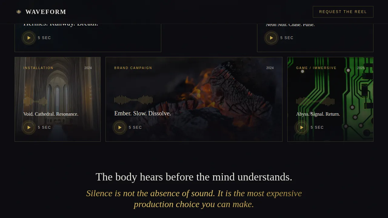 Sound Designer Portfolio Template — Audio Production Showcase