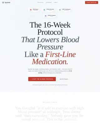 Cardiac — Hypertension Exercise Protocol Landing Page Template