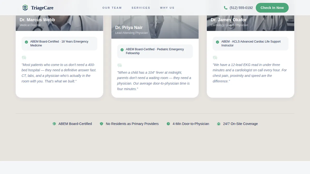Urgent Care Clinic Website Template — Patient Booking Landing Page