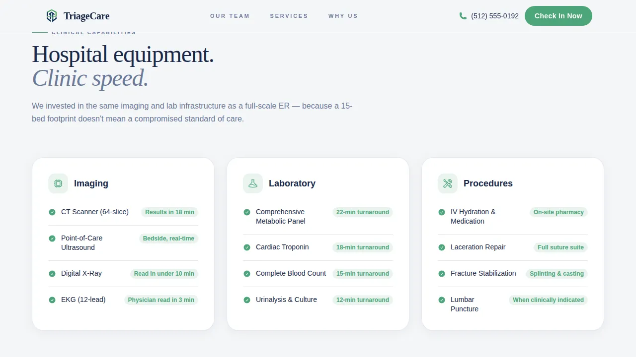 Urgent Care Clinic Website Template — Patient Booking Landing Page