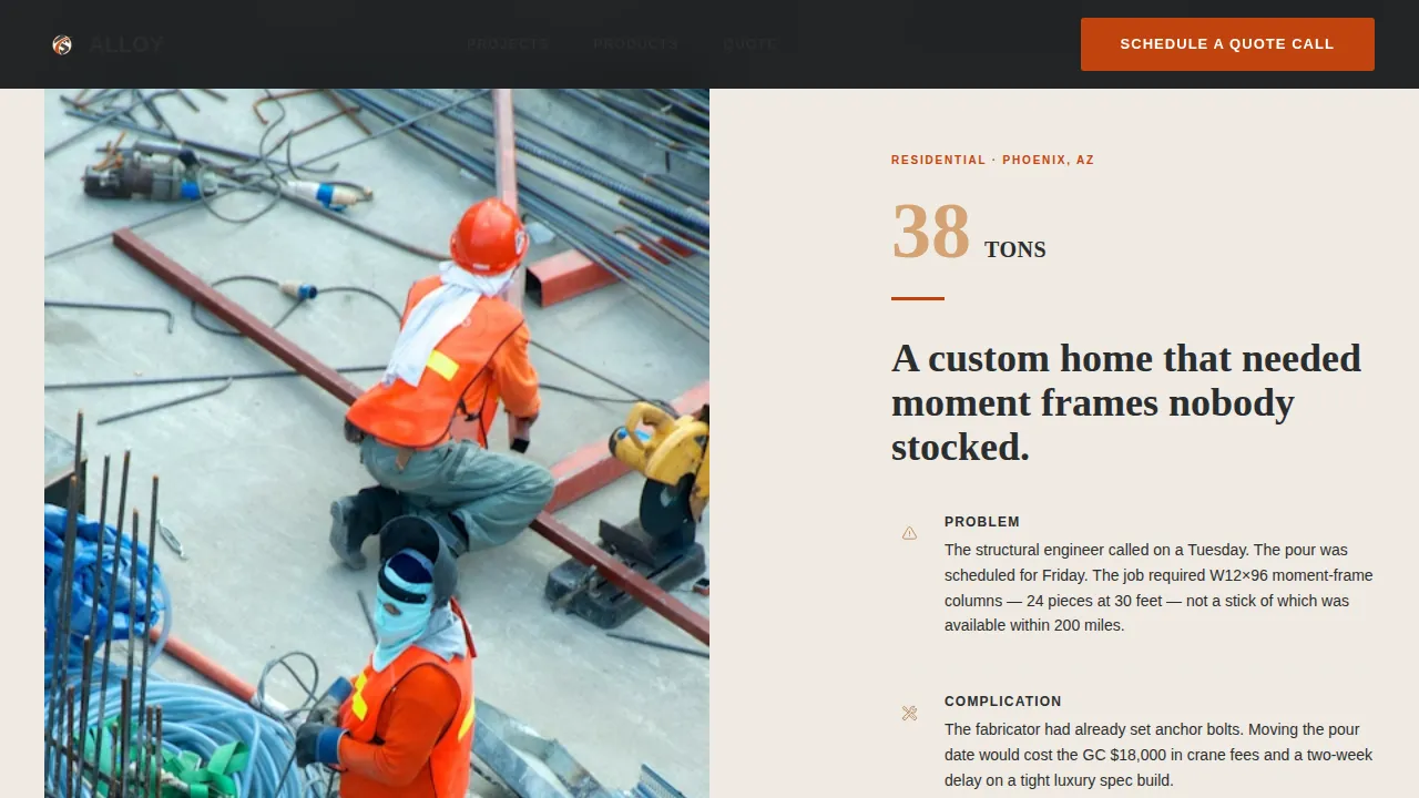 Steel Products & Portfolio Website Template