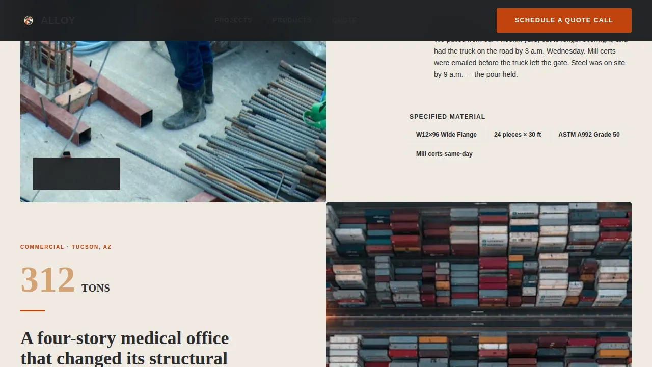 Steel Products & Portfolio Website Template
