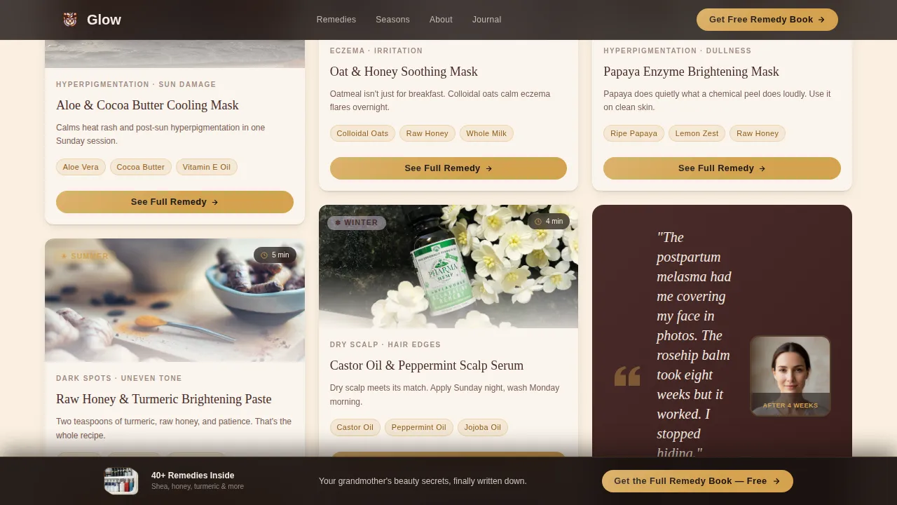 Ancestral Skin Remedy | Free Website Template | Rocket
