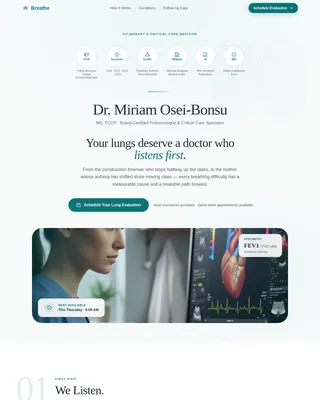 Breathe - Trusted Pulmonologist Care Landing Page Template