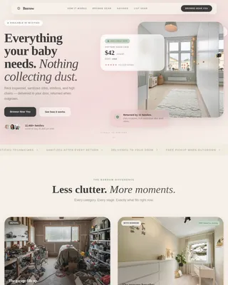 Borrow — Connected Equipment Sharing Landing Page Template