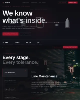 Hangar - Precision MRO Aircraft Maintenance Landing Page Template