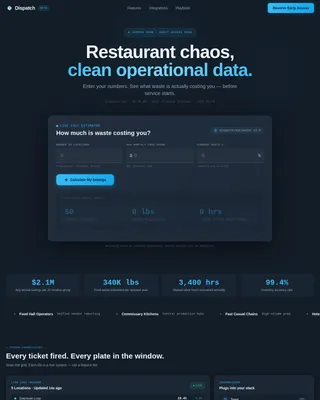 Dispatch — Dynamic Restaurant Management Landing Page Template