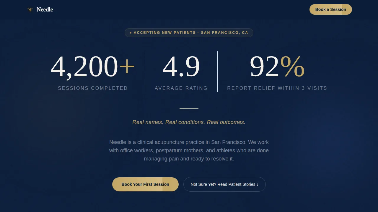 Acupuncture — Trusted Practitioner Booking Landing Page Template