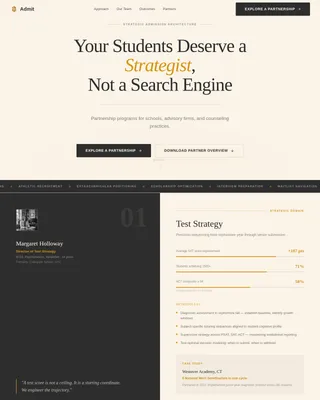 Admit — Strategic College Advising Landing Page Template