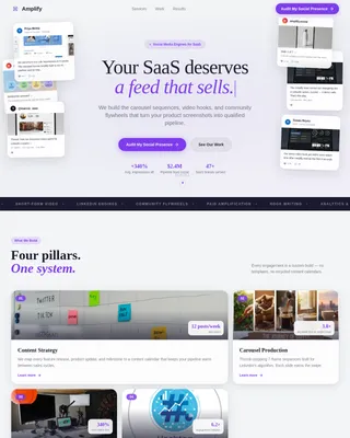 Amplify - High-Converting SaaS Social Media Agency Landing Page Template