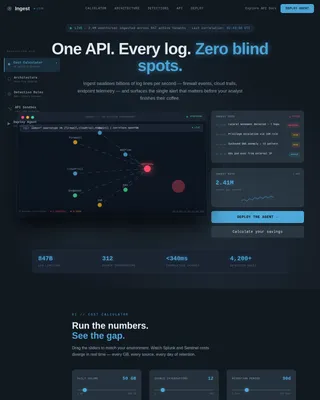 Ingest - Real-Time Data Command SIEM Landing Page Template