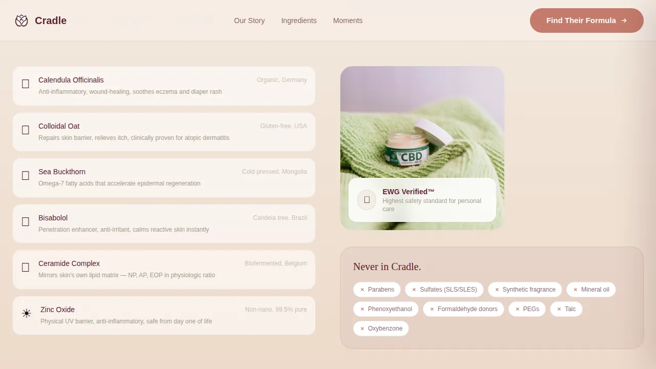 Natural Baby Skincare Brand | Free Website Template | Rocket