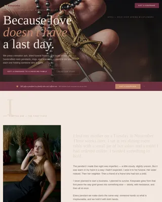 Cherish — Artisan Tribute Jewelry Collection Landing Page Template