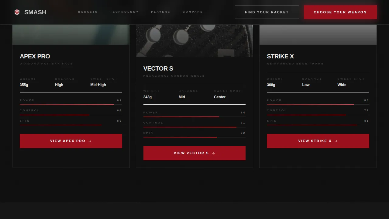 Ace — Premium Padel Equipment Landing Page Template