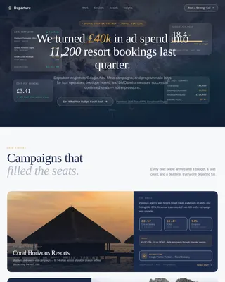 Departure - Award Winning Travel PPC Agency Landing Page Template